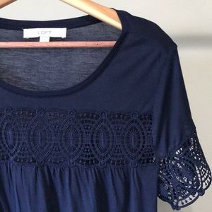 LOFT | NWOT | Navy Lace Detail Top